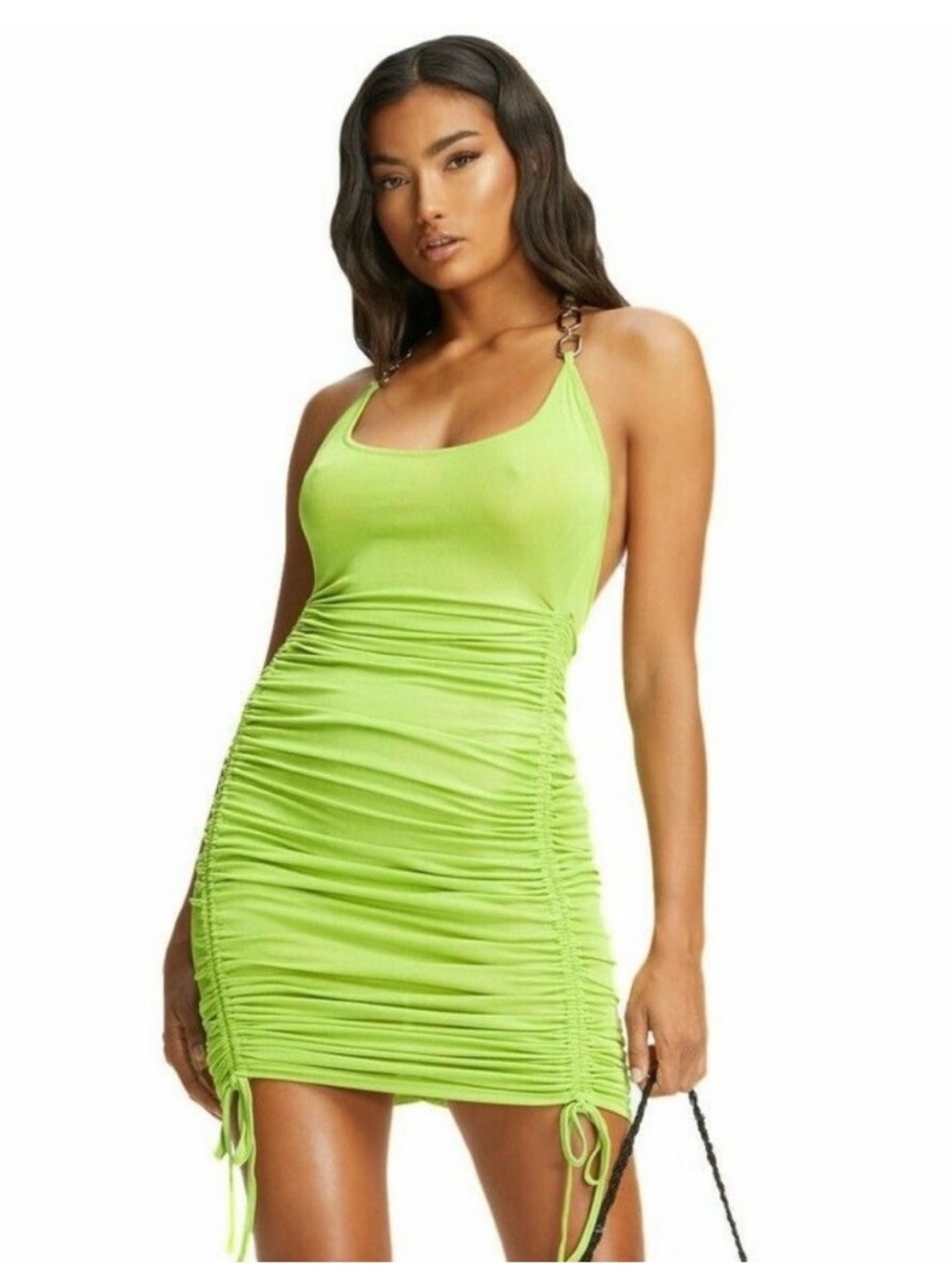 I.AM.GIA Halley Green Rouched Mini Dress Size XXS